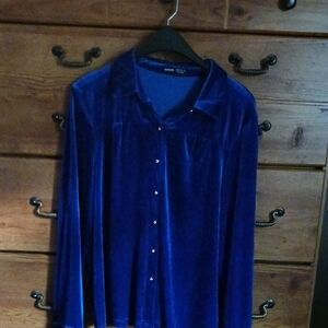 SHEIN Royal Blue Velvet Blouse